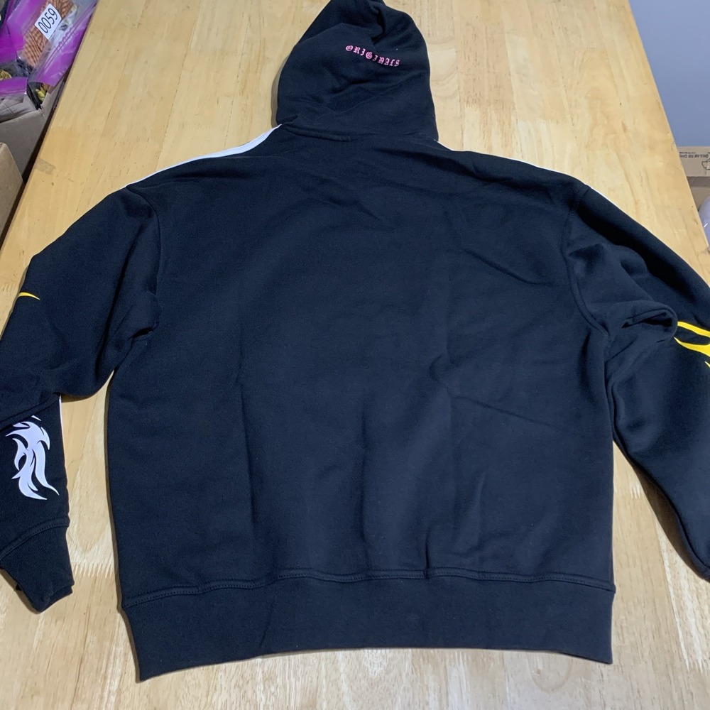 adidas Originals Men's Pullover Hoodie Black Size Medium Spider Flame Graphic - Picture 4 of 11